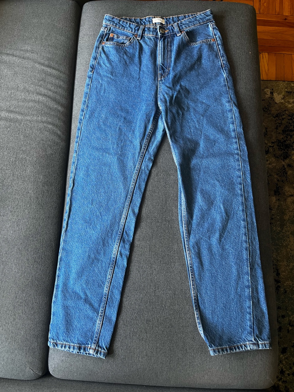 High Waist Straight Leg Blue Jeans 28x28 Lindex Betty UK 10 US 4
